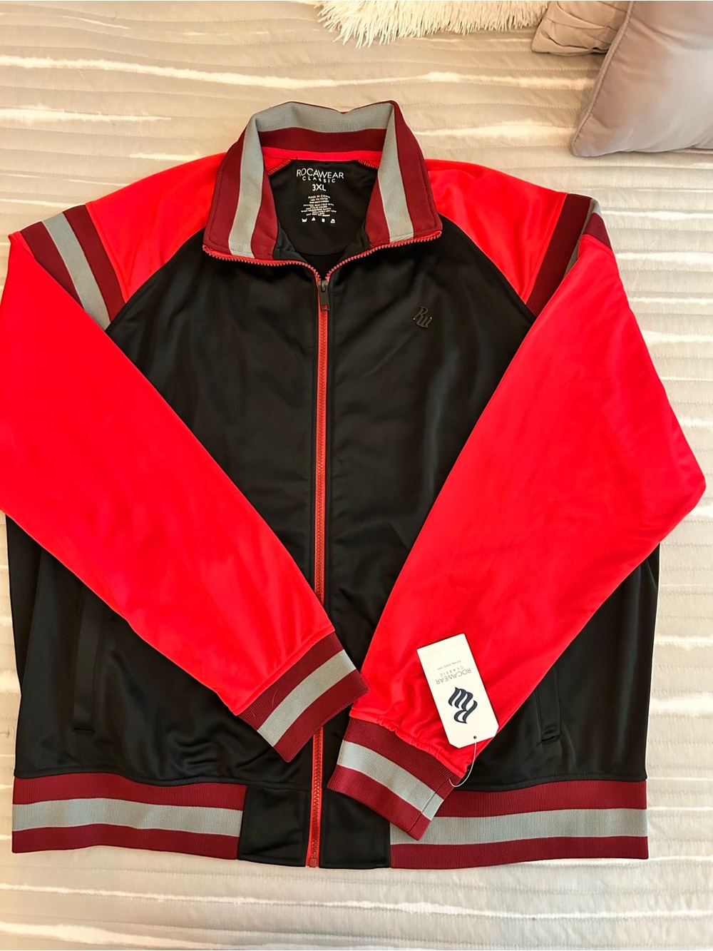 Rocawear Classic Track Jacket Full Zip Black Red Gray Men’s 3XL NWT